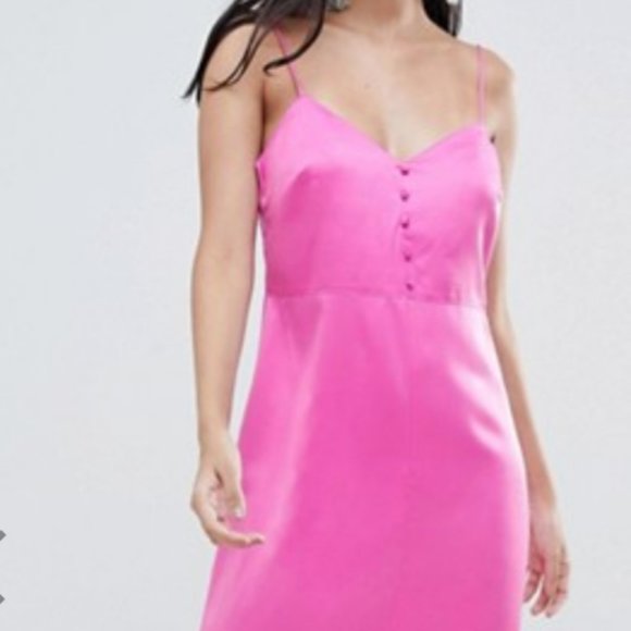 ASOS Satin Maxi/Midi Slip Dress in Pink - Picture 7 of 9